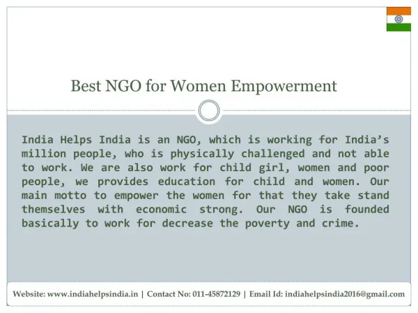 India Helps India is a Best NGO for Women Empowerment in Delhi