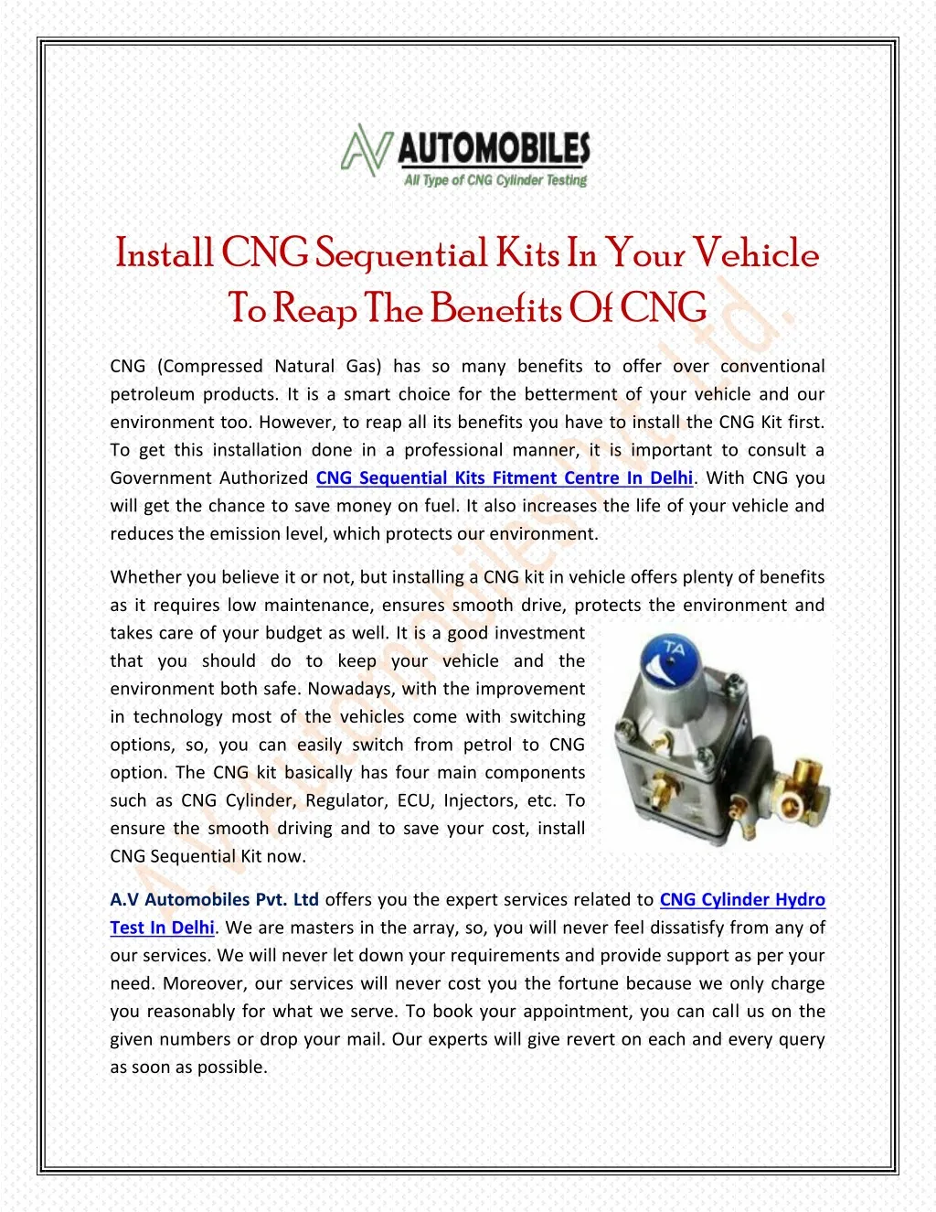 install cng sequential kits in your vehicle