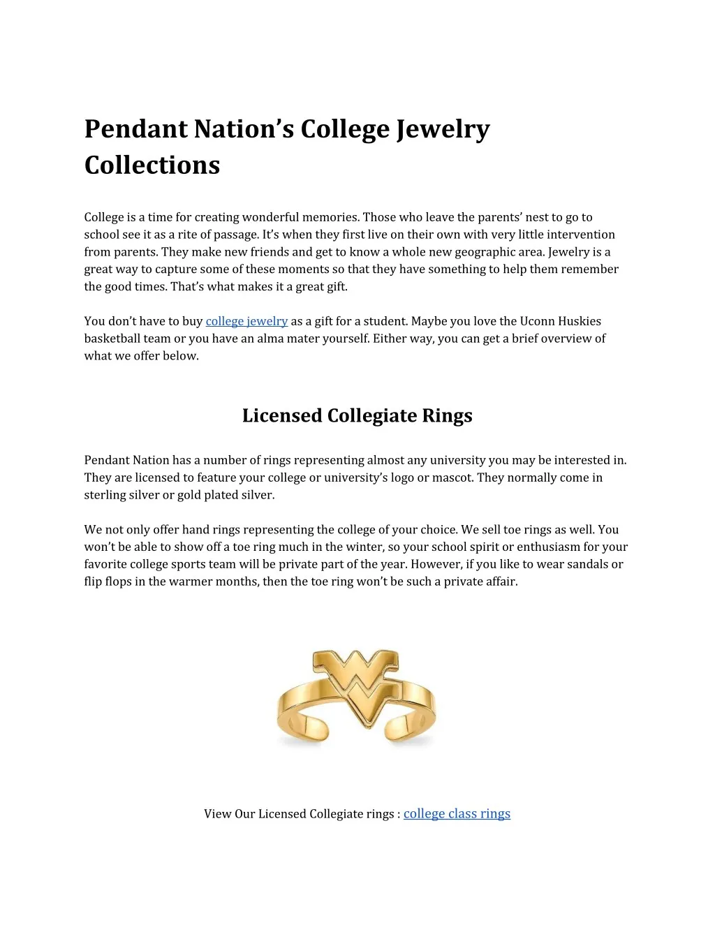 pendant nation s college jewelry collections