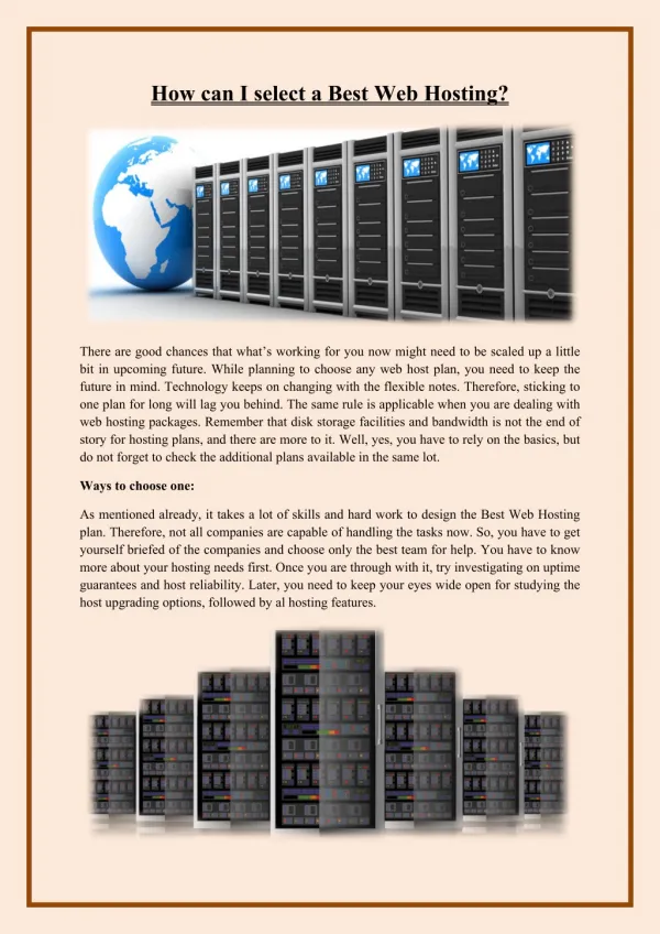 How can I select a Best Web Hosting?