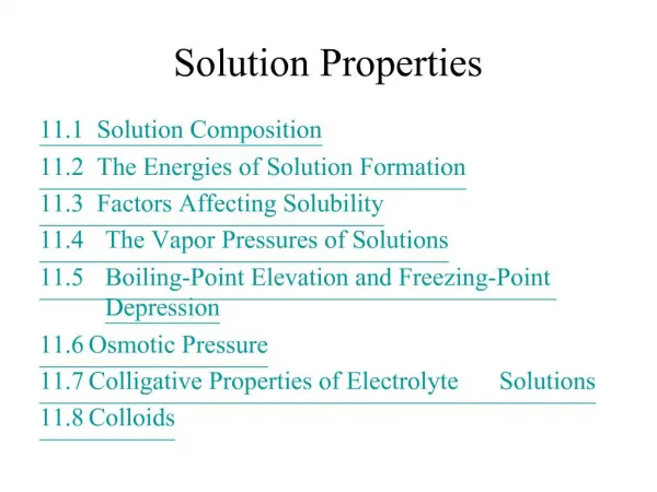 Solution Properties