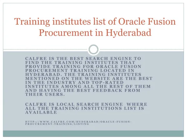 Oracle Fusion Procurement Training in Hyderabad