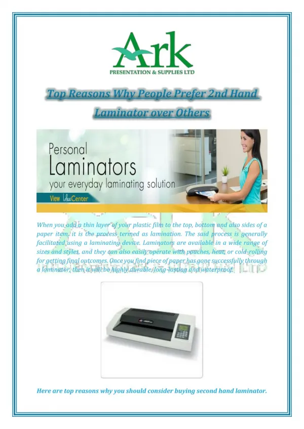 Top Reasons Why People Prefer 2nd Hand Laminator over Others