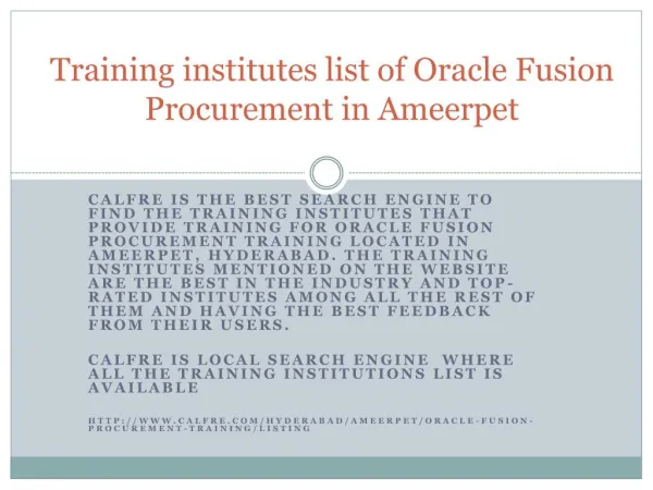Training for Oracle Fusion Procurement in Ameerpet