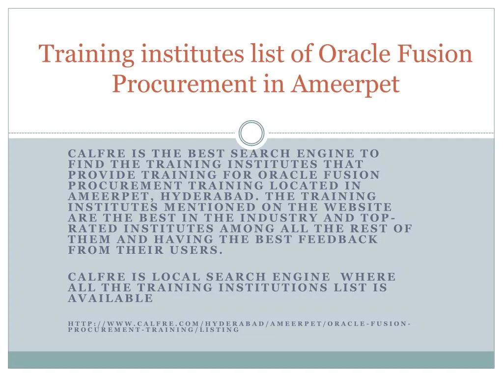 training institutes list of oracle fusion procurement in ameerpet
