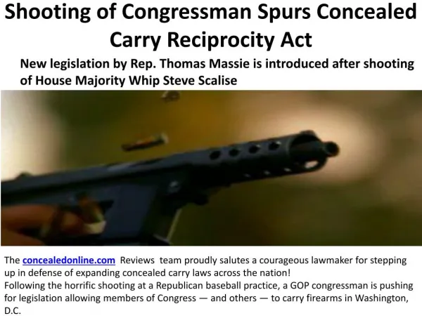 Shooting of Congressman Spurs Concealed Carry Reciprocity Act