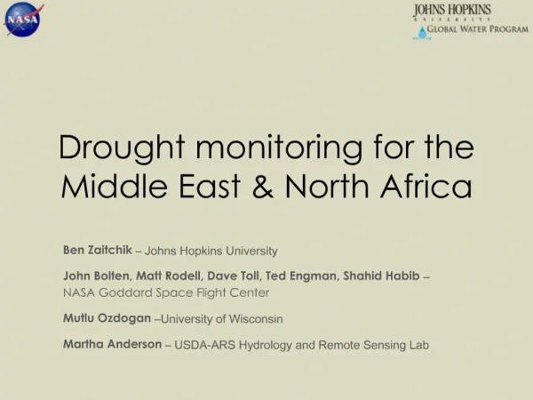 Drought monitoring for the Middle East North Africa
