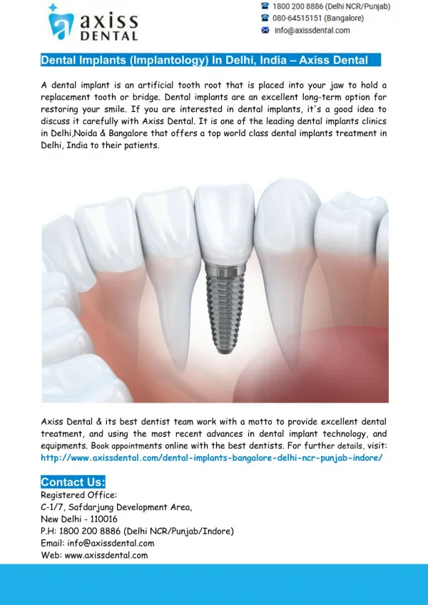 Dental Implants Delhi- Axiss Dental