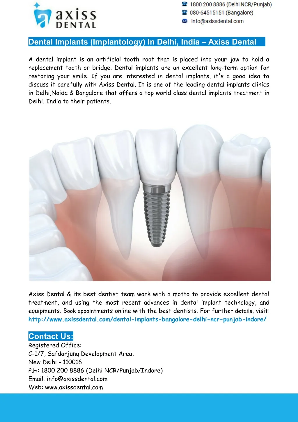 dental implants implantology in delhi india axiss