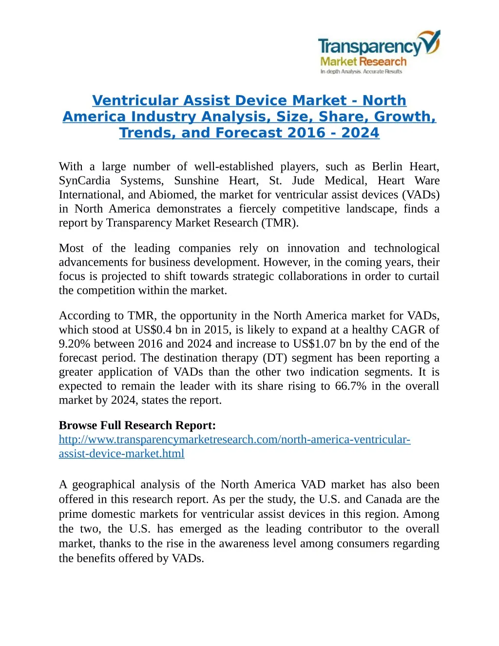 ventricular assist device market north america