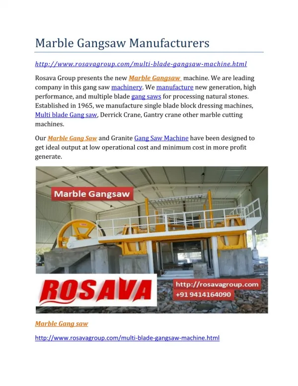Marble Gangsaw Manufacturers
