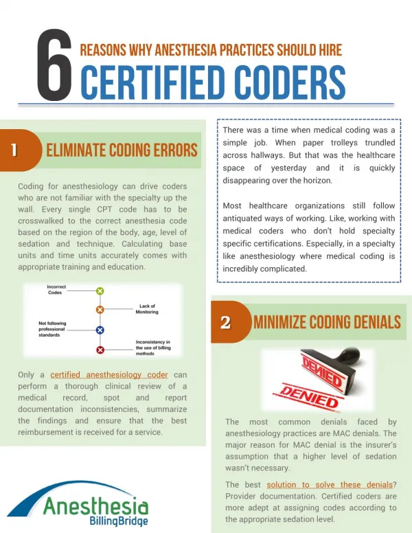 6 Reasons why Anesthesia practices should hire certified Anesthesiology coders