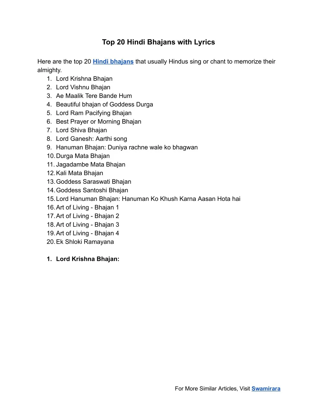 top 20 hindi bhajans with lyrics