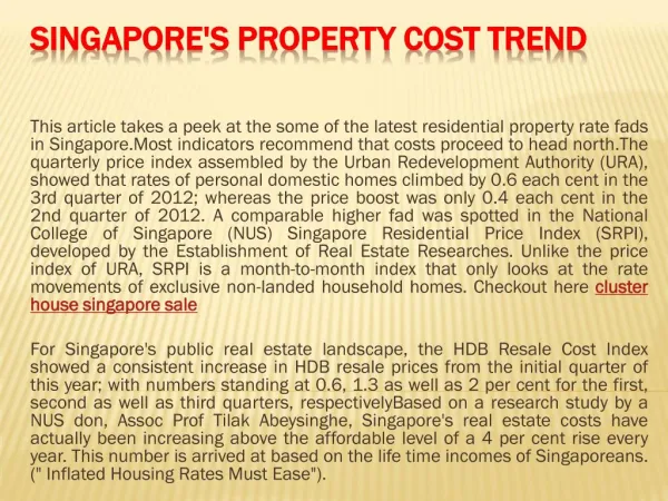 Singapore's Property Cost Trend