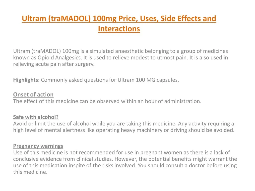 ultram tramadol 100mg price uses side effects