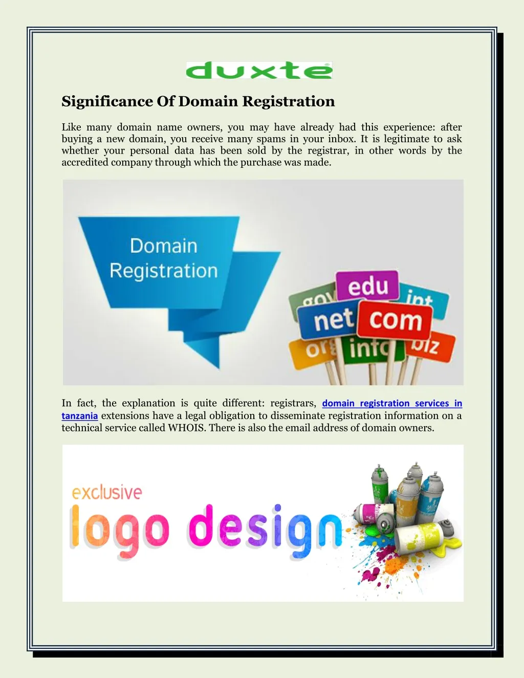 significance of domain registration like many