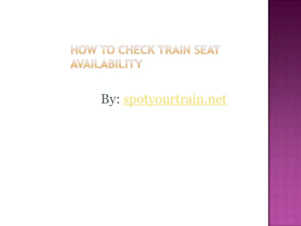 Check Train Seat Availability