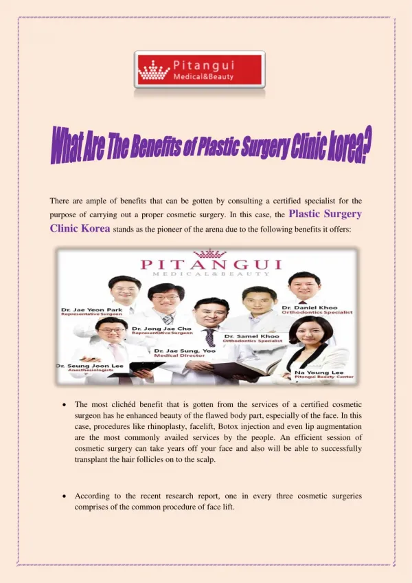 What Are The Benefits of Plastic Surgery Clinic Korea