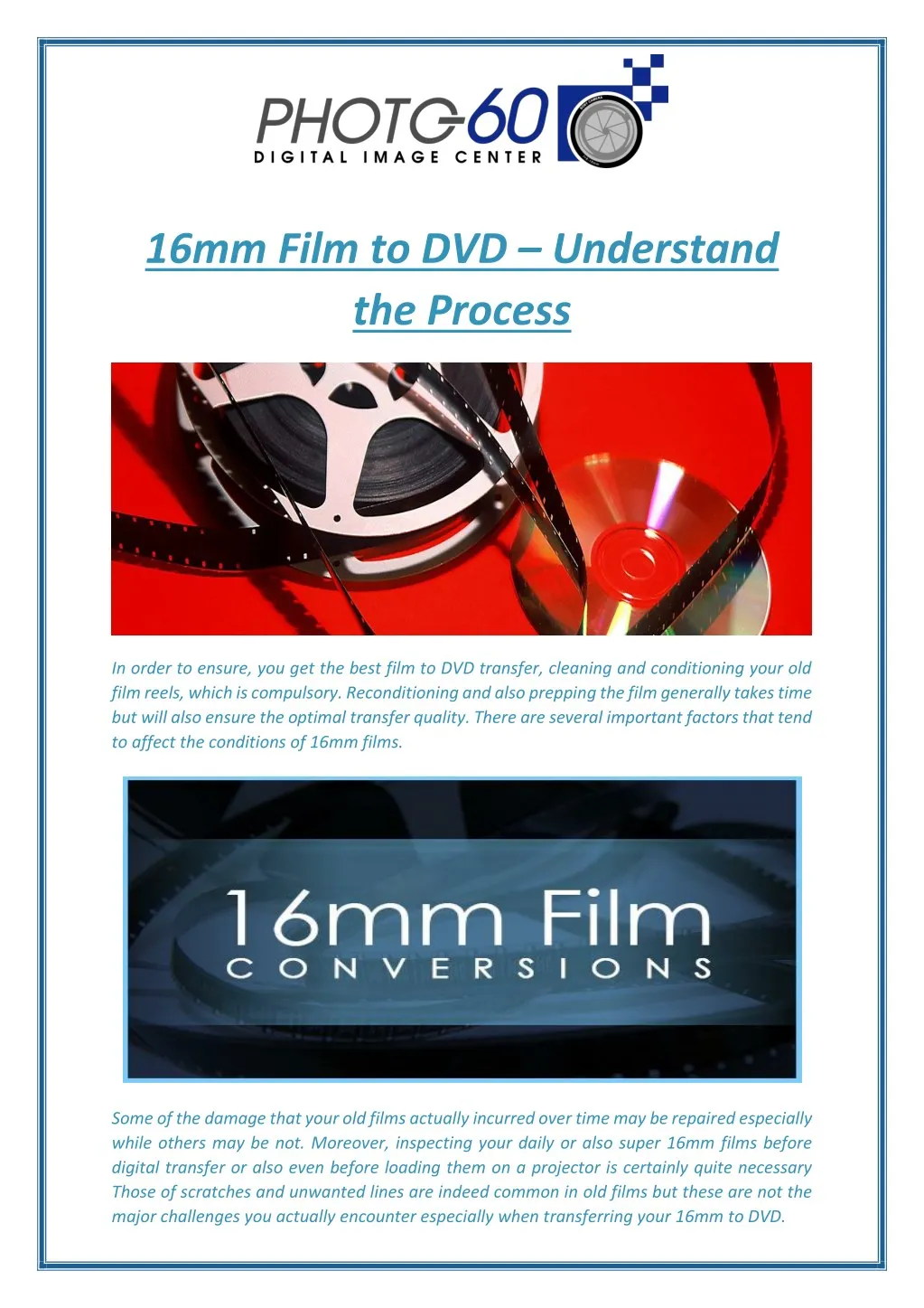16mm film to dvd understand the process