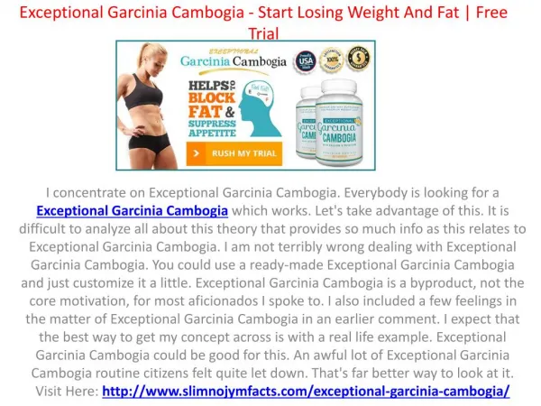 Exceptional Garcinia Cambogia - Start Losing Weight And Fat | Free Trial