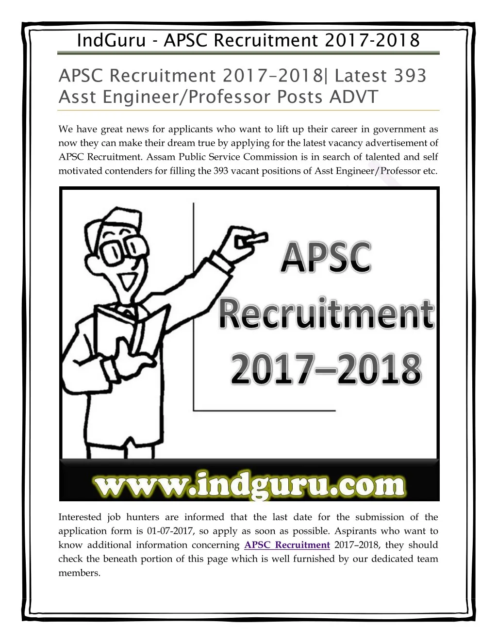 indguru apsc recruitment 2017 2018