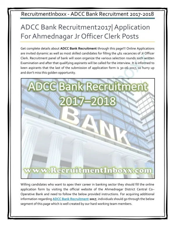 ADCC Bank Recruitment