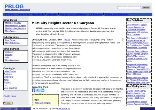 M3M City Heights price List
