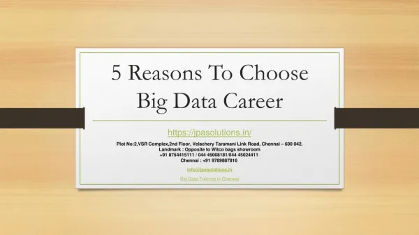 5 Reasons To Choose Big Data Career