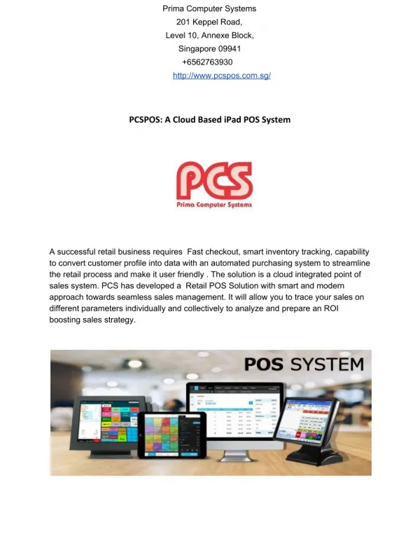 PCSPOS: A Cloud Based iPad POS System