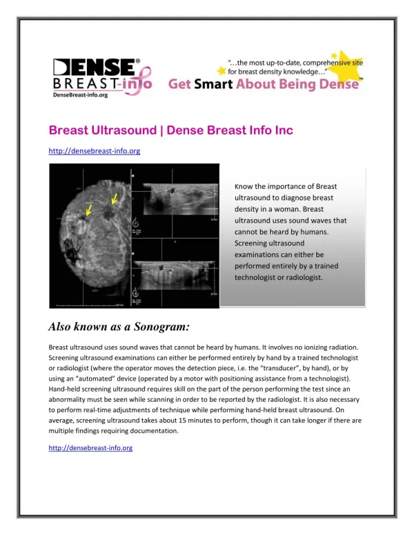 Breast Ultrasound | Dense Breast Info Inc.
