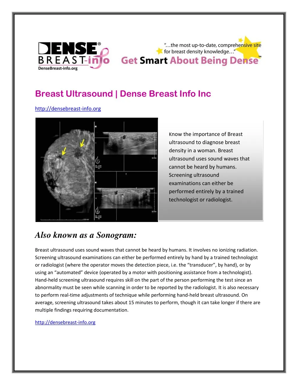 breast ultrasound dense breast info inc