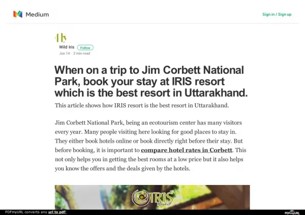 When on a trip to jim corbett national park, book your stay at iris resort which is the best resort