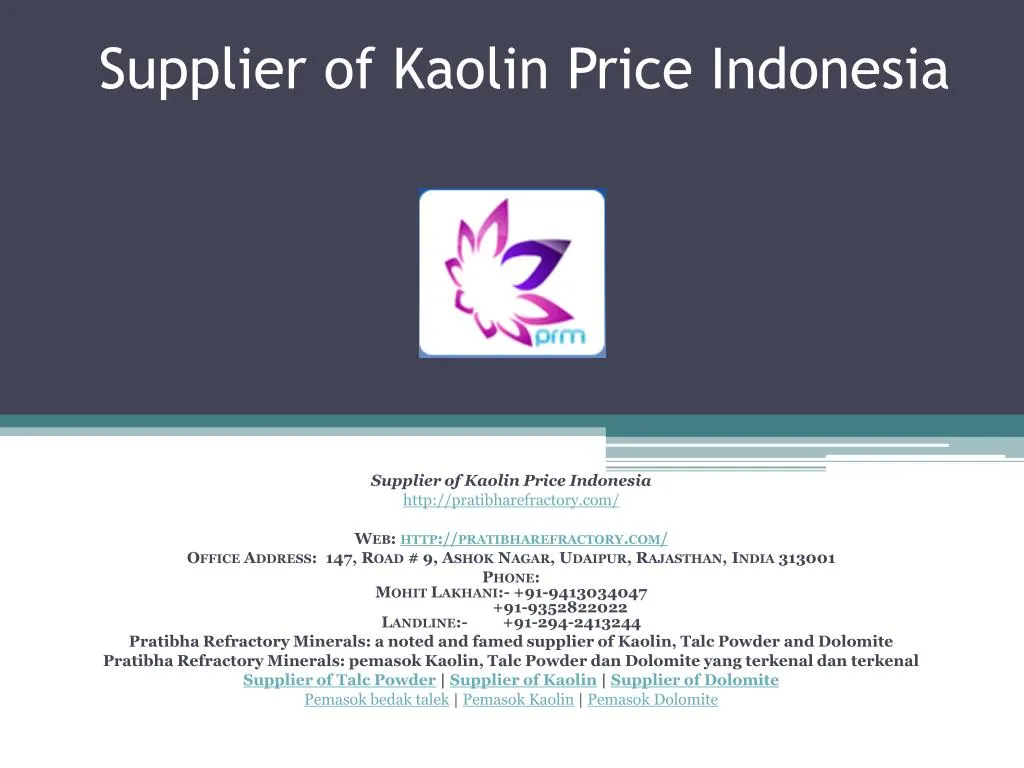 supplier of kaolin price indonesia