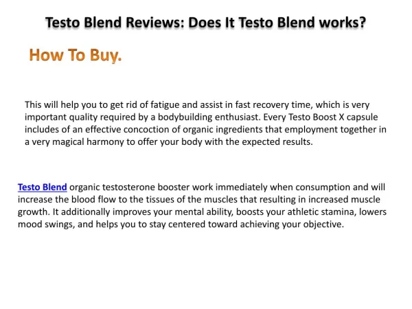 Testo Blend Reviews: Does It Testo Blend works?