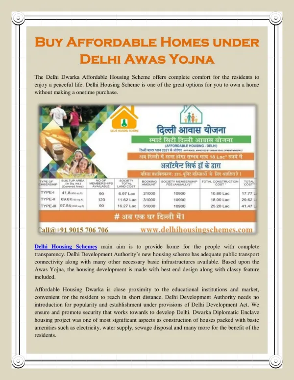 Buy Affordable Homes under Delhi Awas Yojna