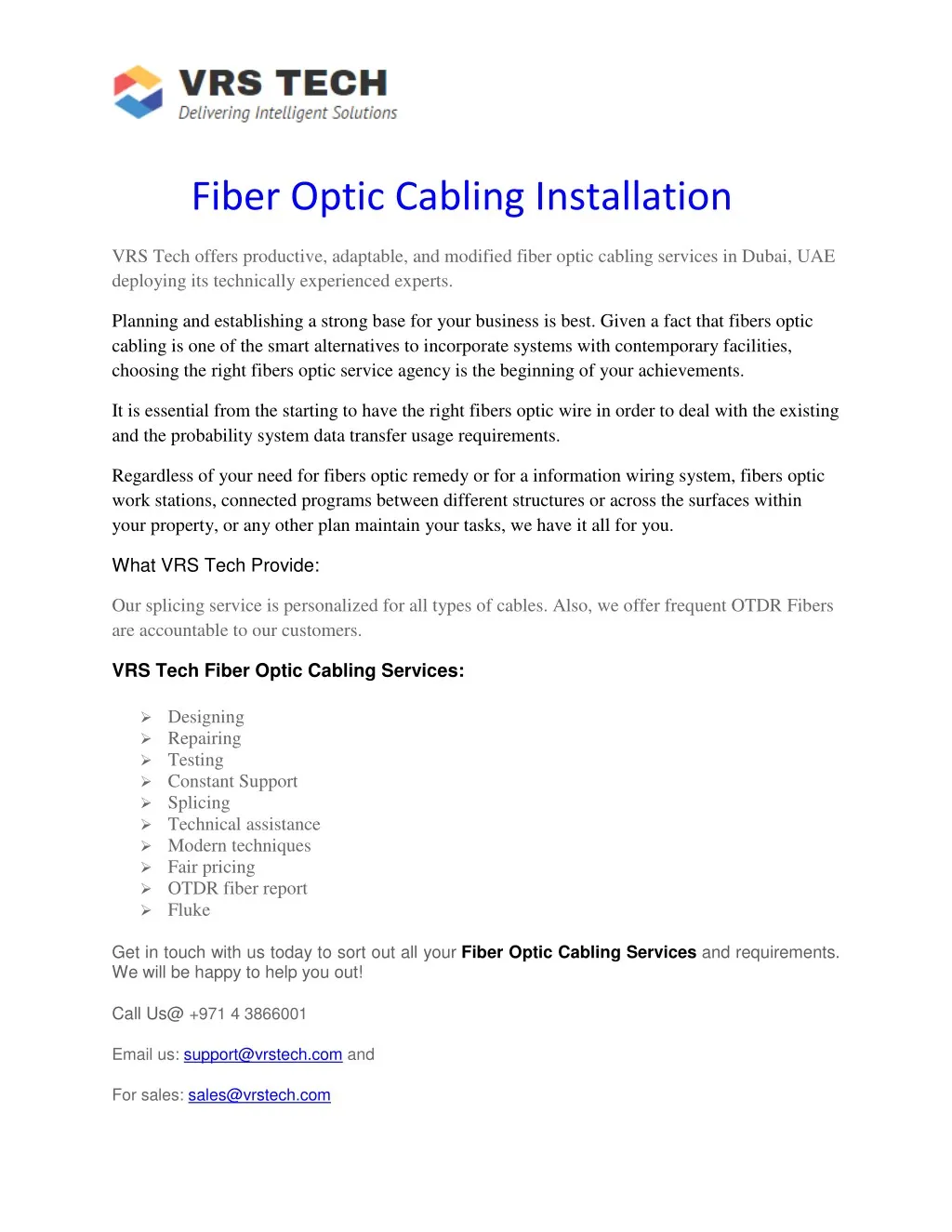 fiber optic cabling installation