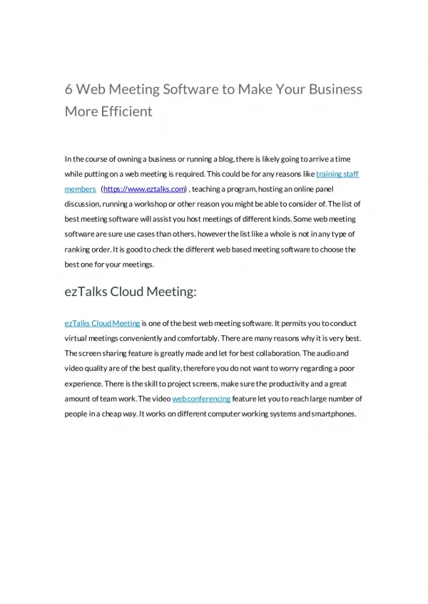 ezTalks: 6 Web Meeting Software to Make Your Business More Efficient