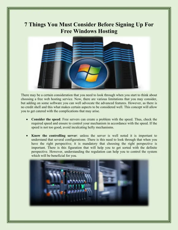 7 Things You Must Consider Before Signing Up For Free Windows Hosting