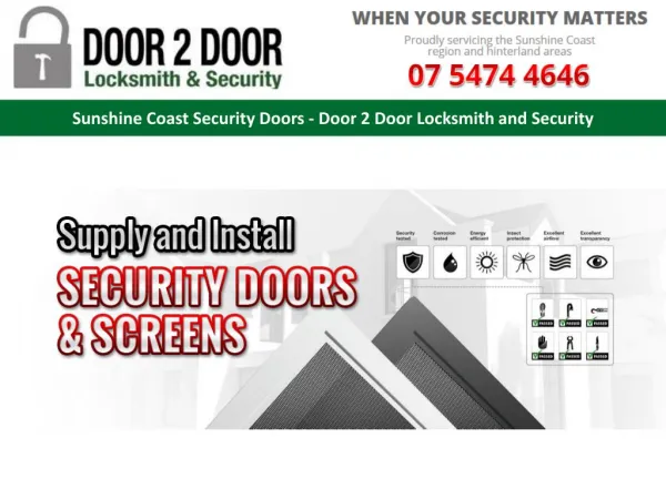Sunshine Coast Security Doors - Door 2 Door Locksmith and Security