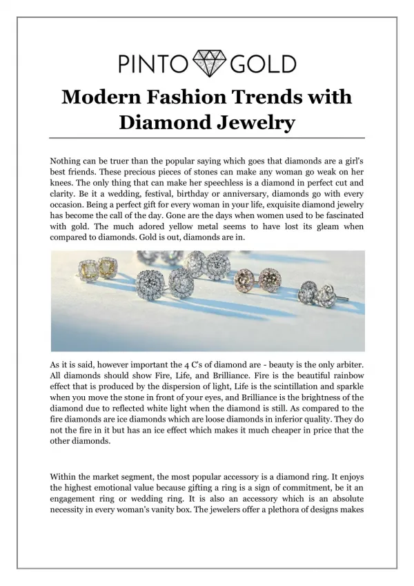 Modern Fashion Trends with Diamond Jewelry