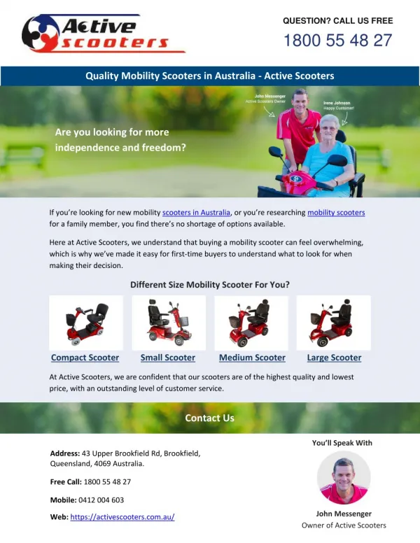 Quality Mobility Scooters in Australia - Active Scooters