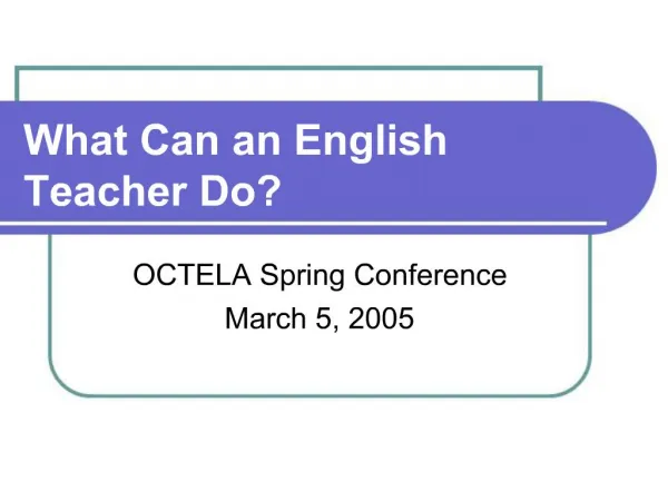 What Can an English Teacher Do