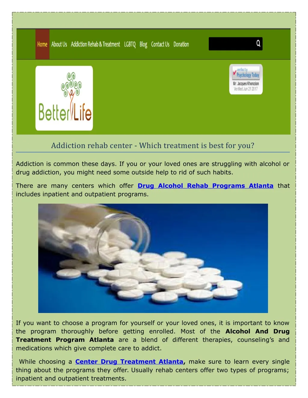 addiction rehab center which treatment is best