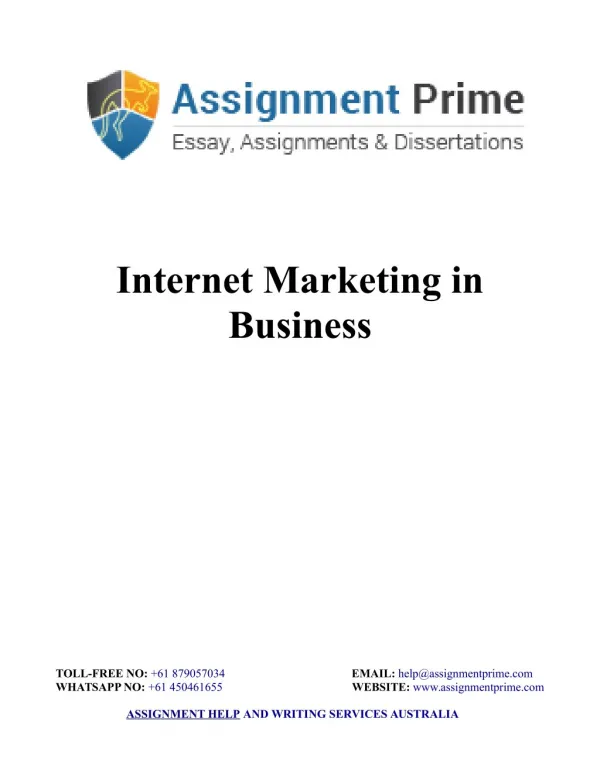 Sample Assignment on Internet Marketing in Business