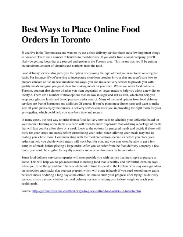 Best Ways to Place Online Food Orders In Toronto