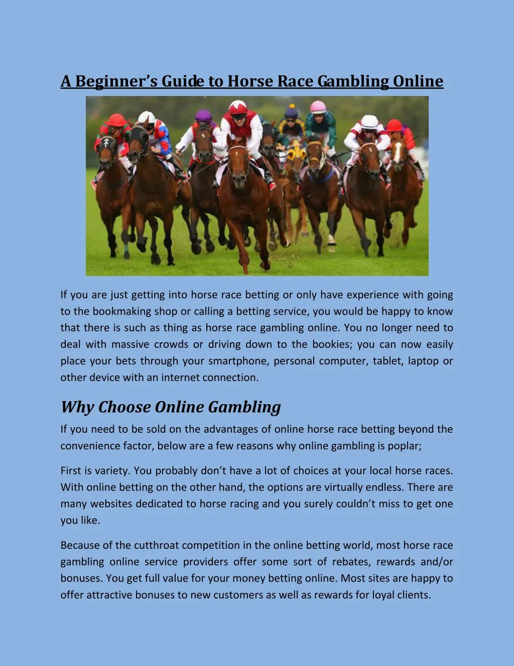 a beginner s guide to horse race gambling online