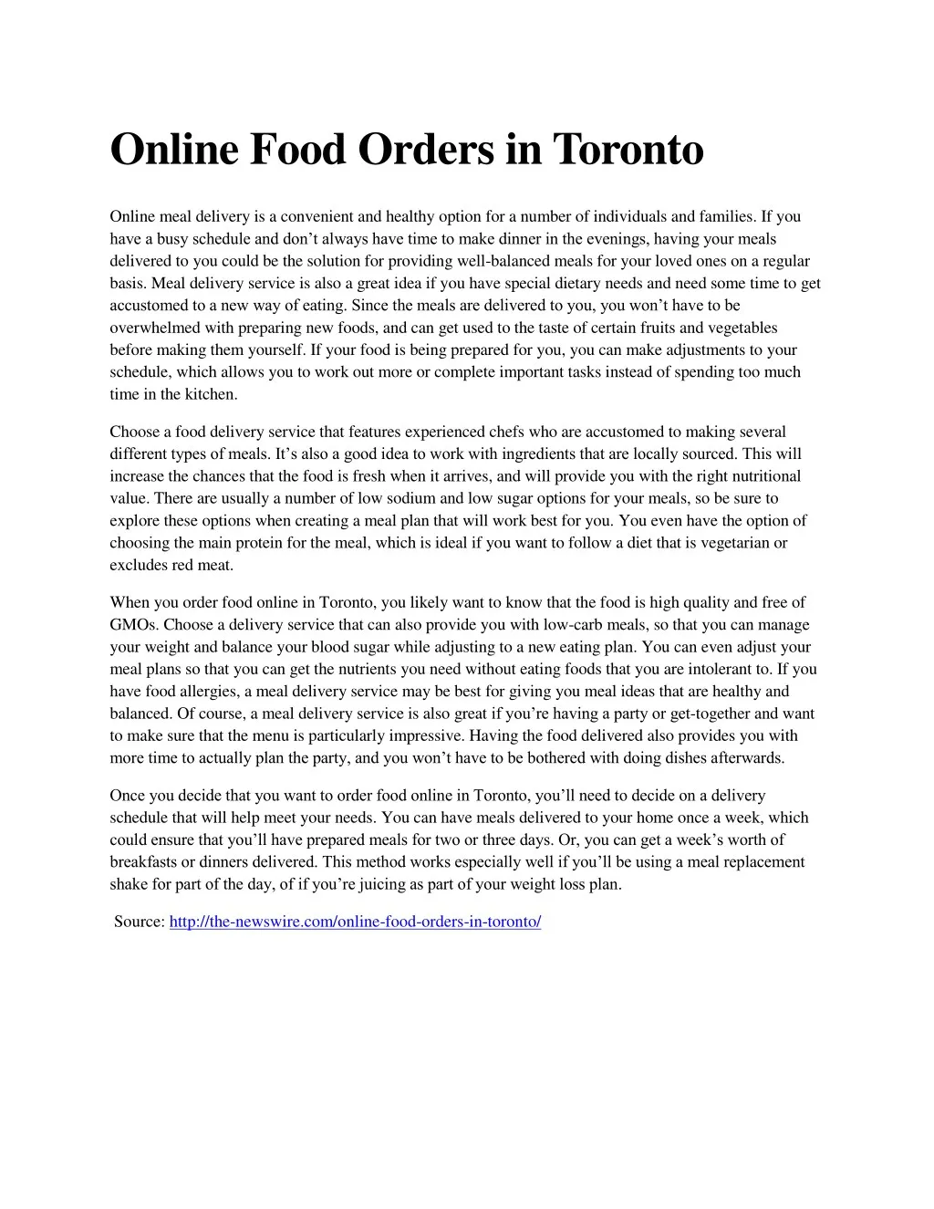 online food orders in toronto