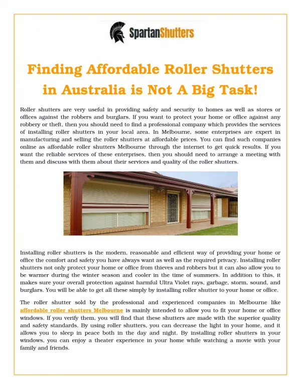 Finding Affordable Roller Shutters in Australia is not a Big Task
