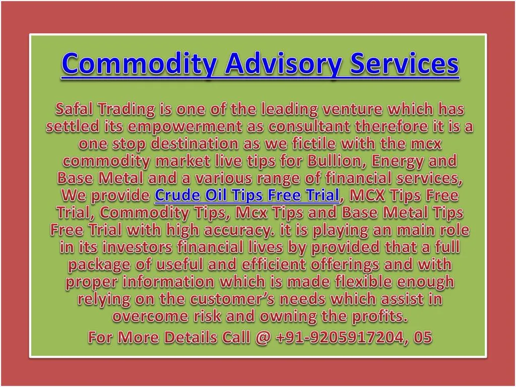 commodity advisory services