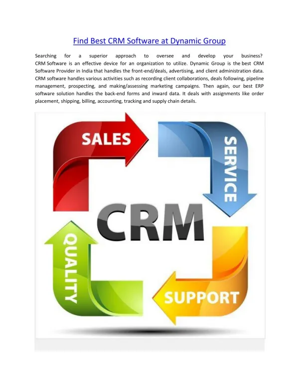 Find Best CRM Software at Dynamic Group